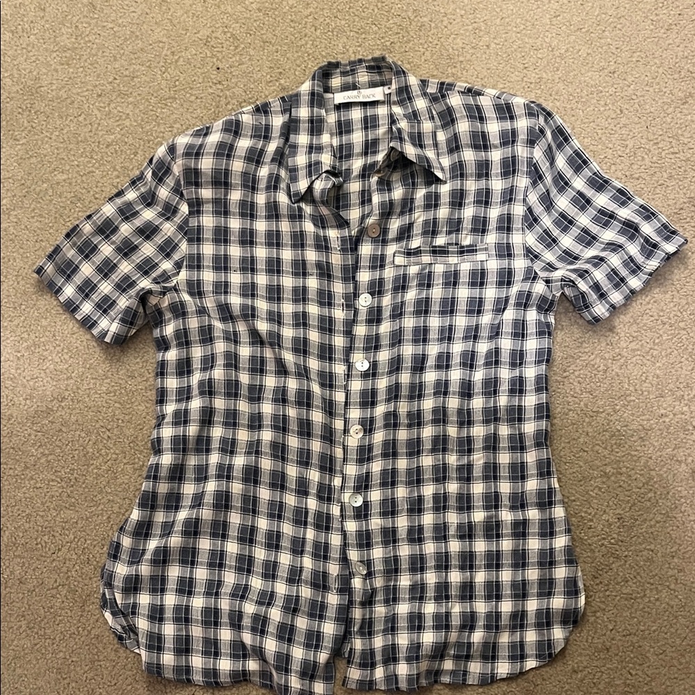 Women’s Blue and White Checkered Shirt
